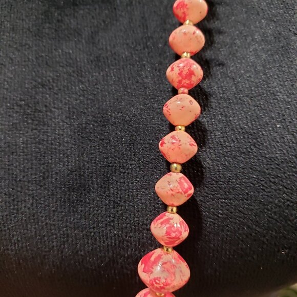 Women's Fashion Natural Ruby Pink Round Beaded Long Necklace with Round Clasp - Picture 4 of 7